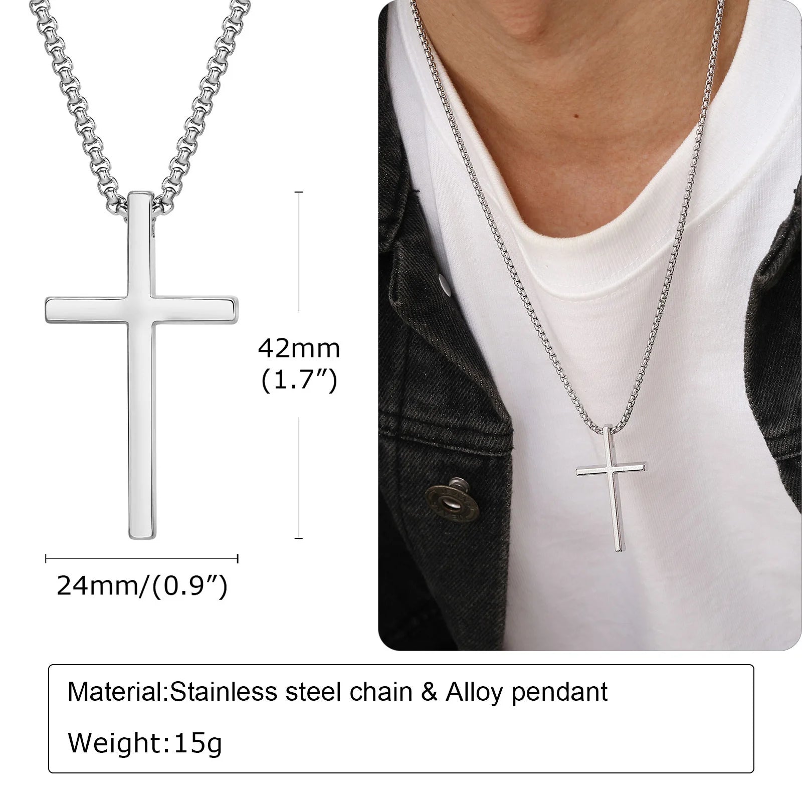 Vnox Cross Necklace for Men and Women