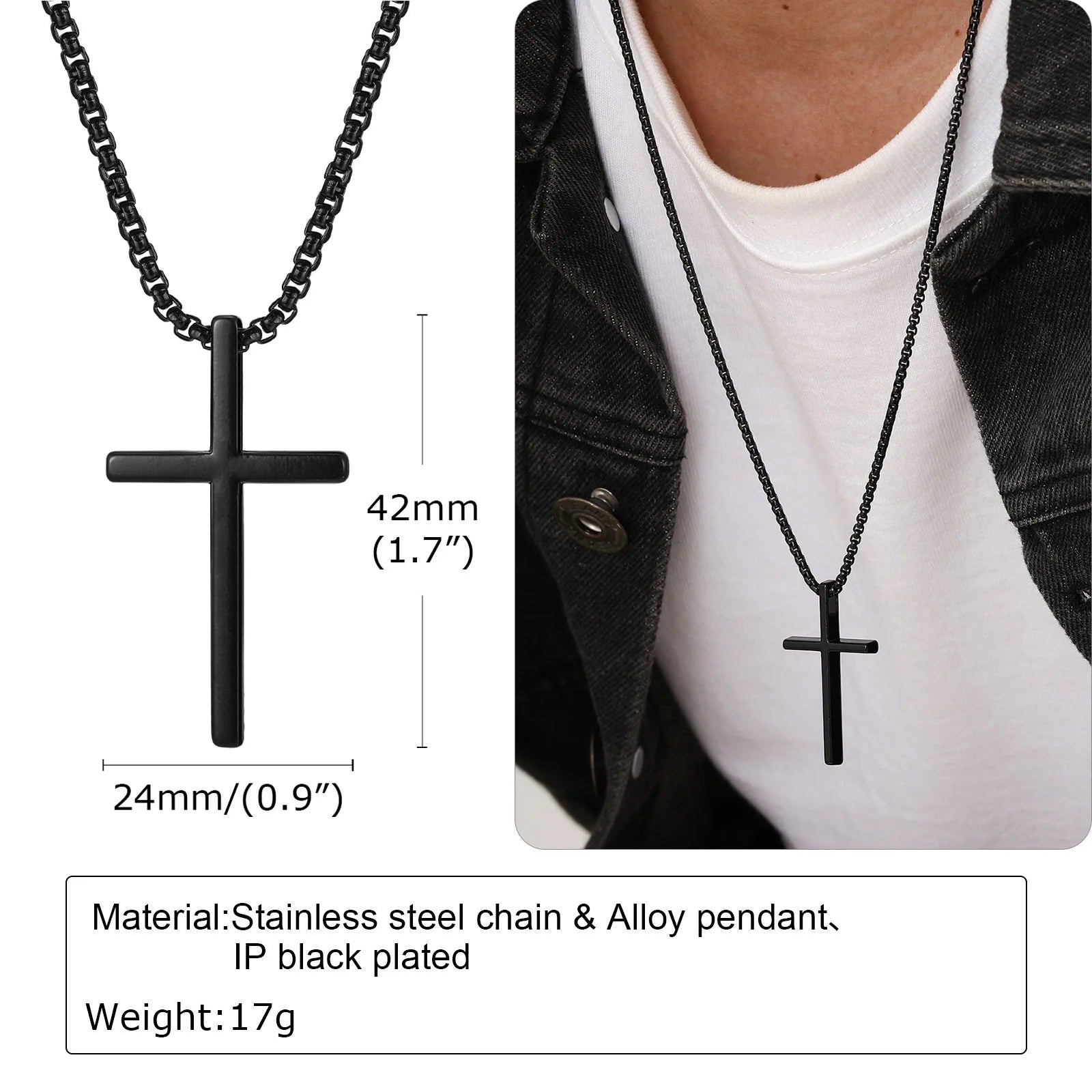 Vnox Cross Necklace for Men and Women