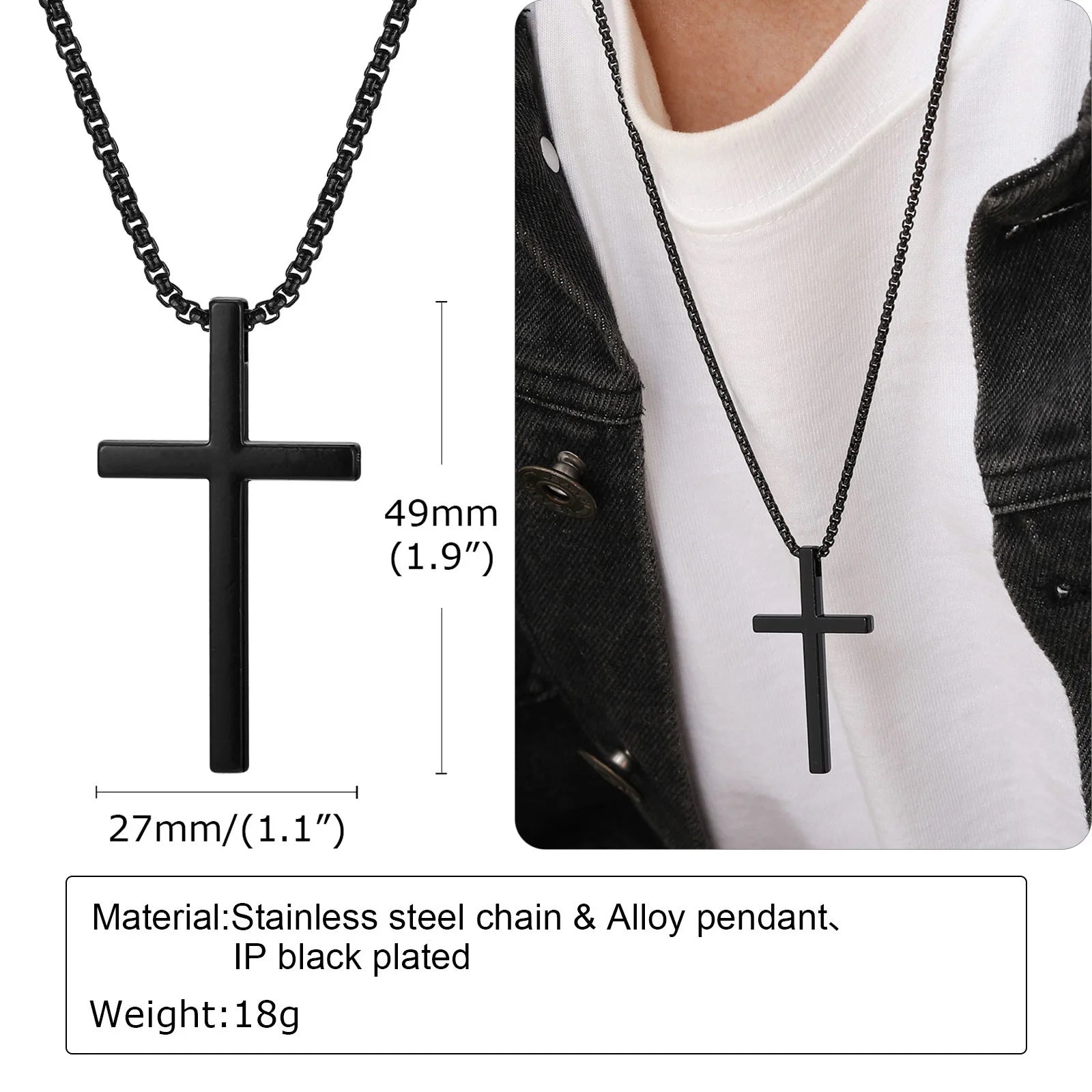 Vnox Cross Necklace for Men and Women
