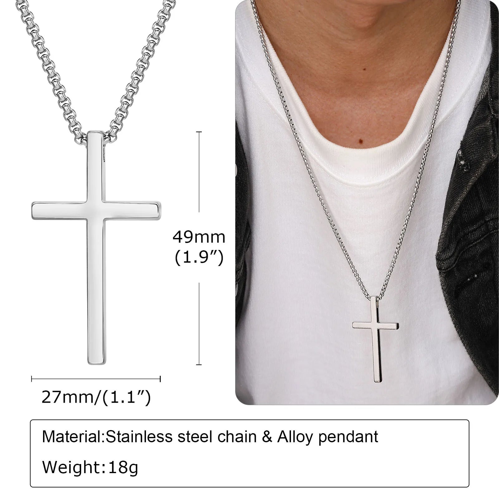 Vnox Cross Necklace for Men and Women